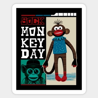 Cartoon Monkey of Sock Monkey Day Sticker